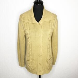 Vintage Sears tan camel button front grandpa granny cardigan size Large